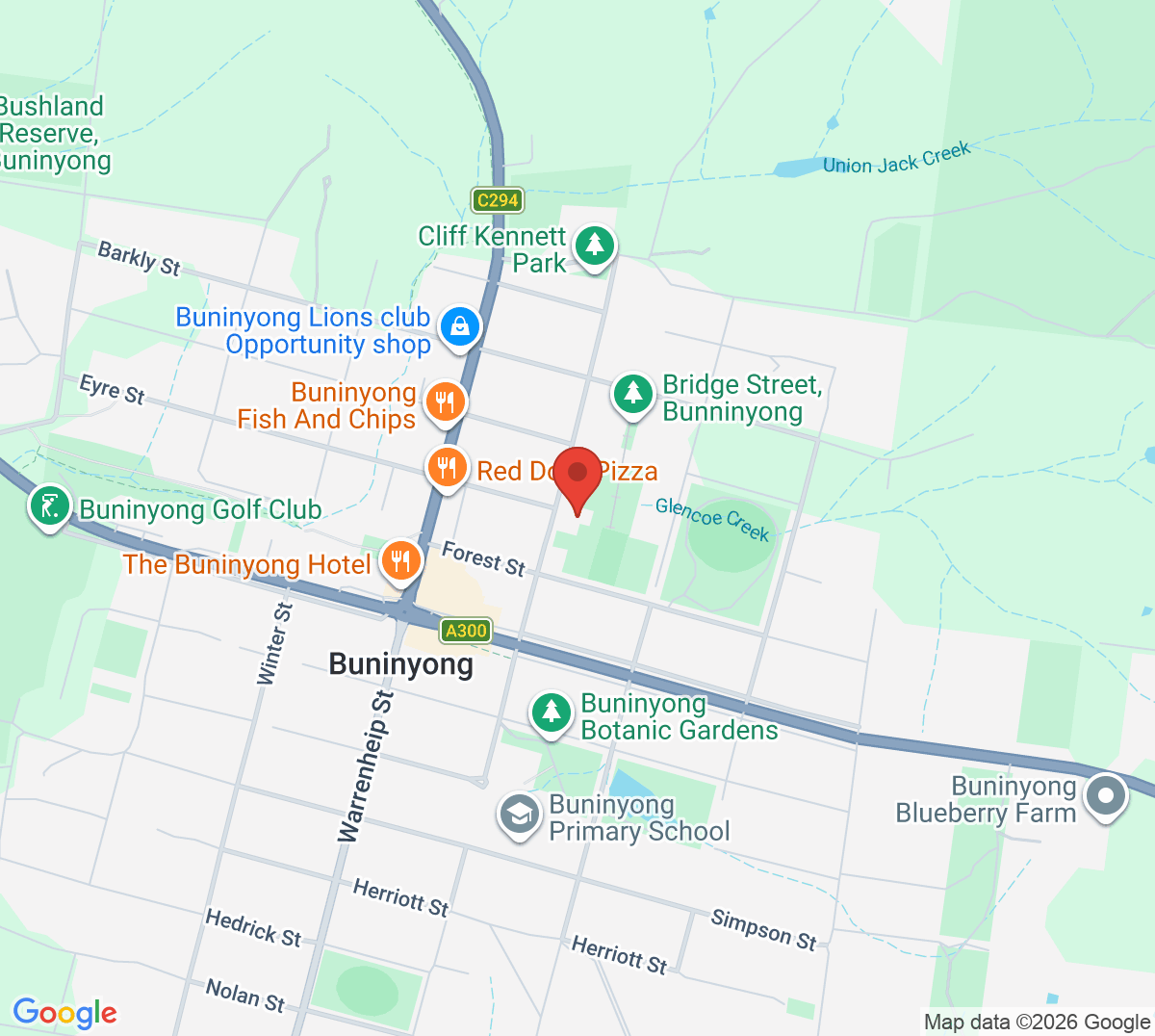Map of Buninyong Community Tennis Centre