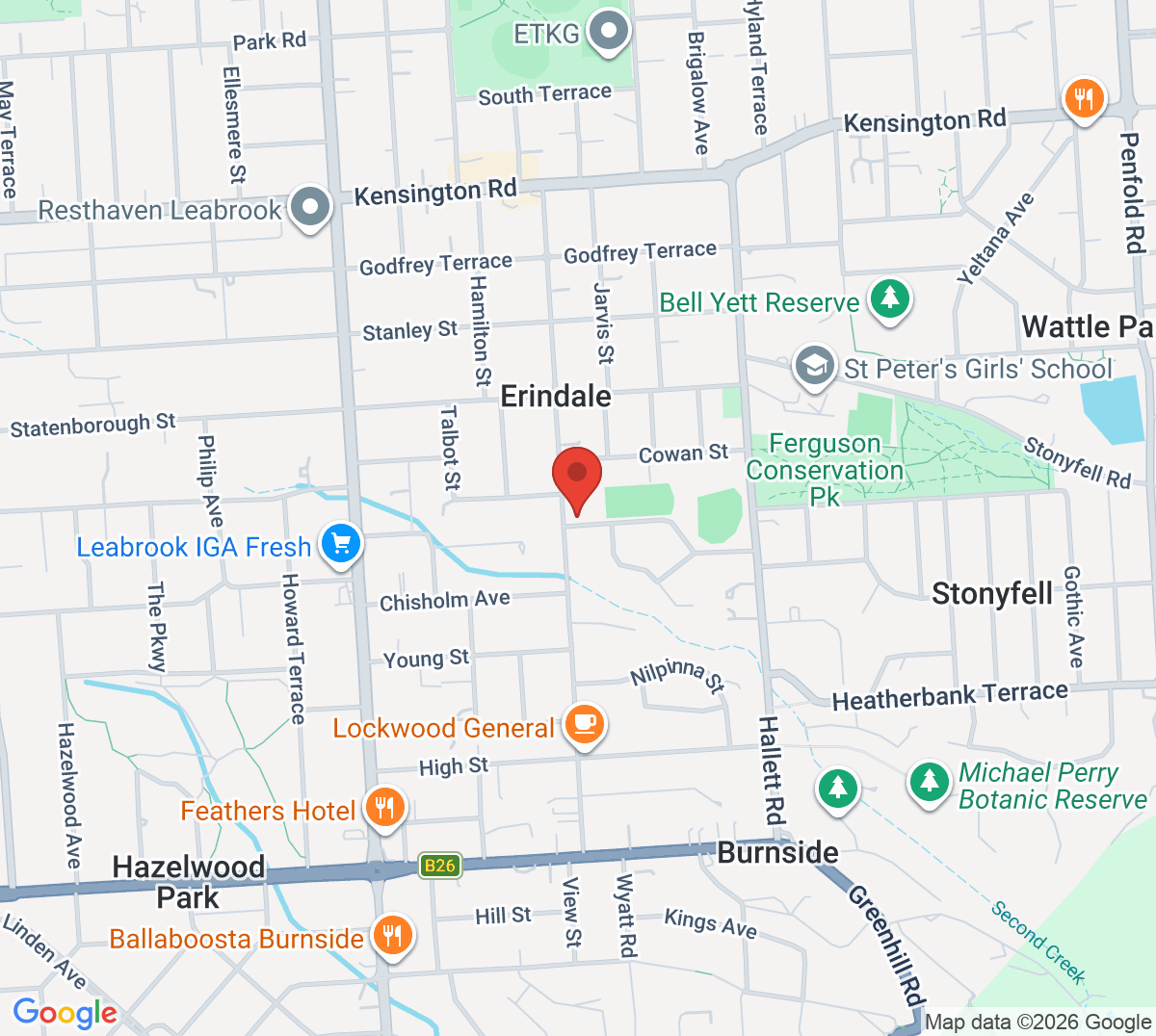 Map of Burnside Tennis Club