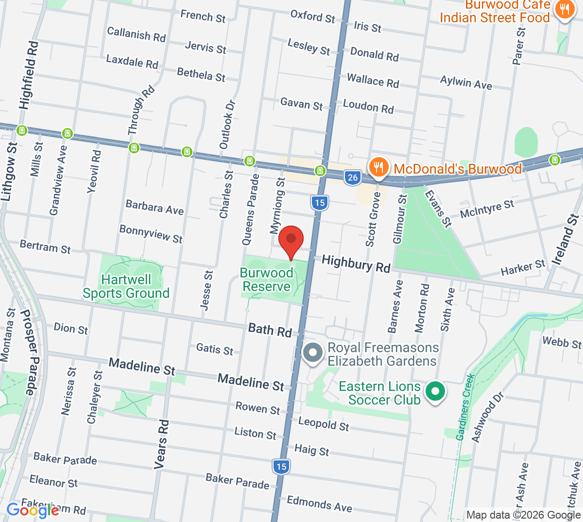 Map of Burwood Tennis Club