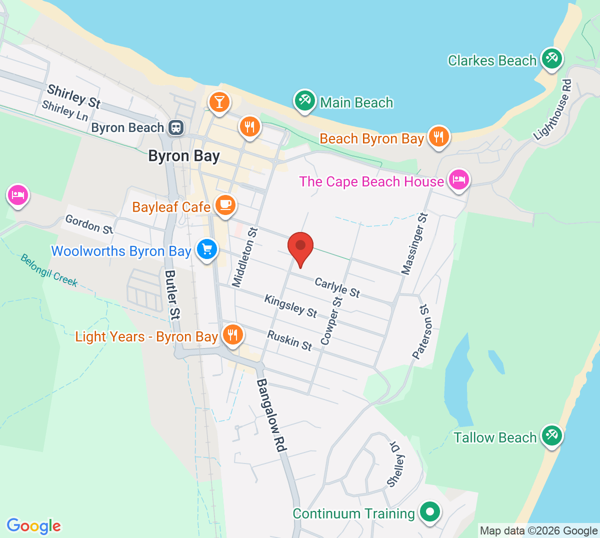 Map of Byron Bay Tennis Centre