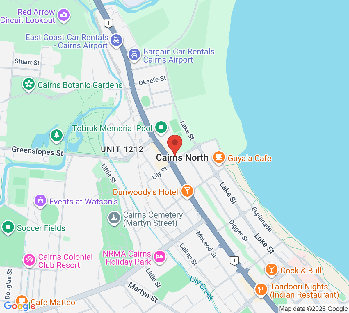 Map of Cairns International Tennis Centre