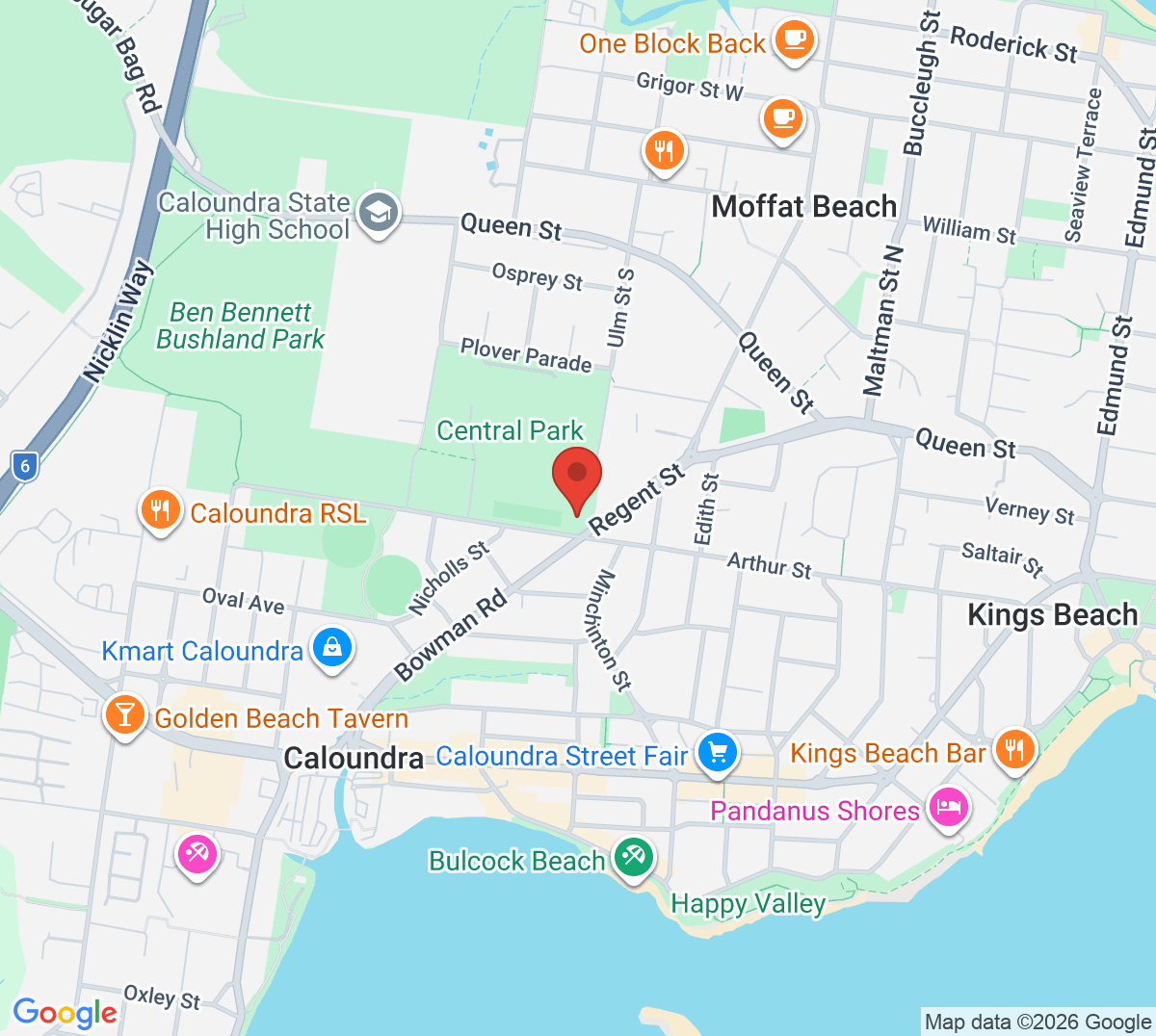 Map of Caloundra Tennis Centre