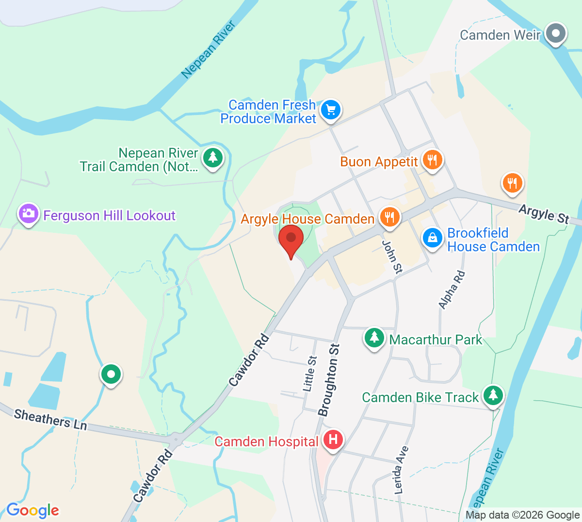 Map of Camden Tennis Centre