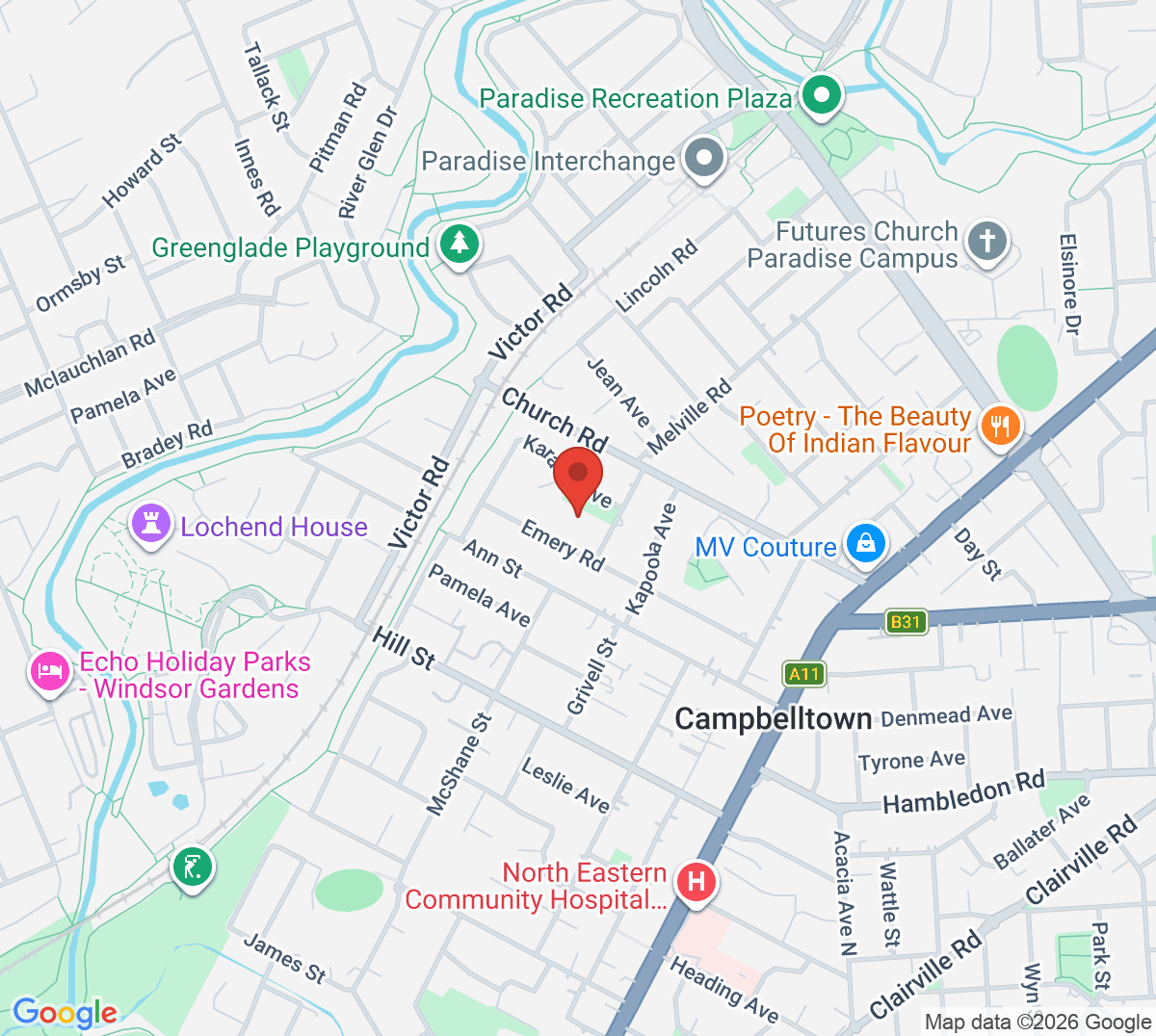 Map of Campbelltown Tennis Club