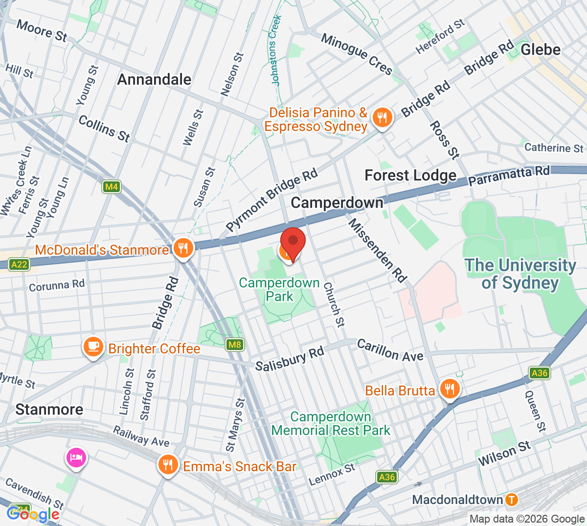 Map of Camperdown Tennis