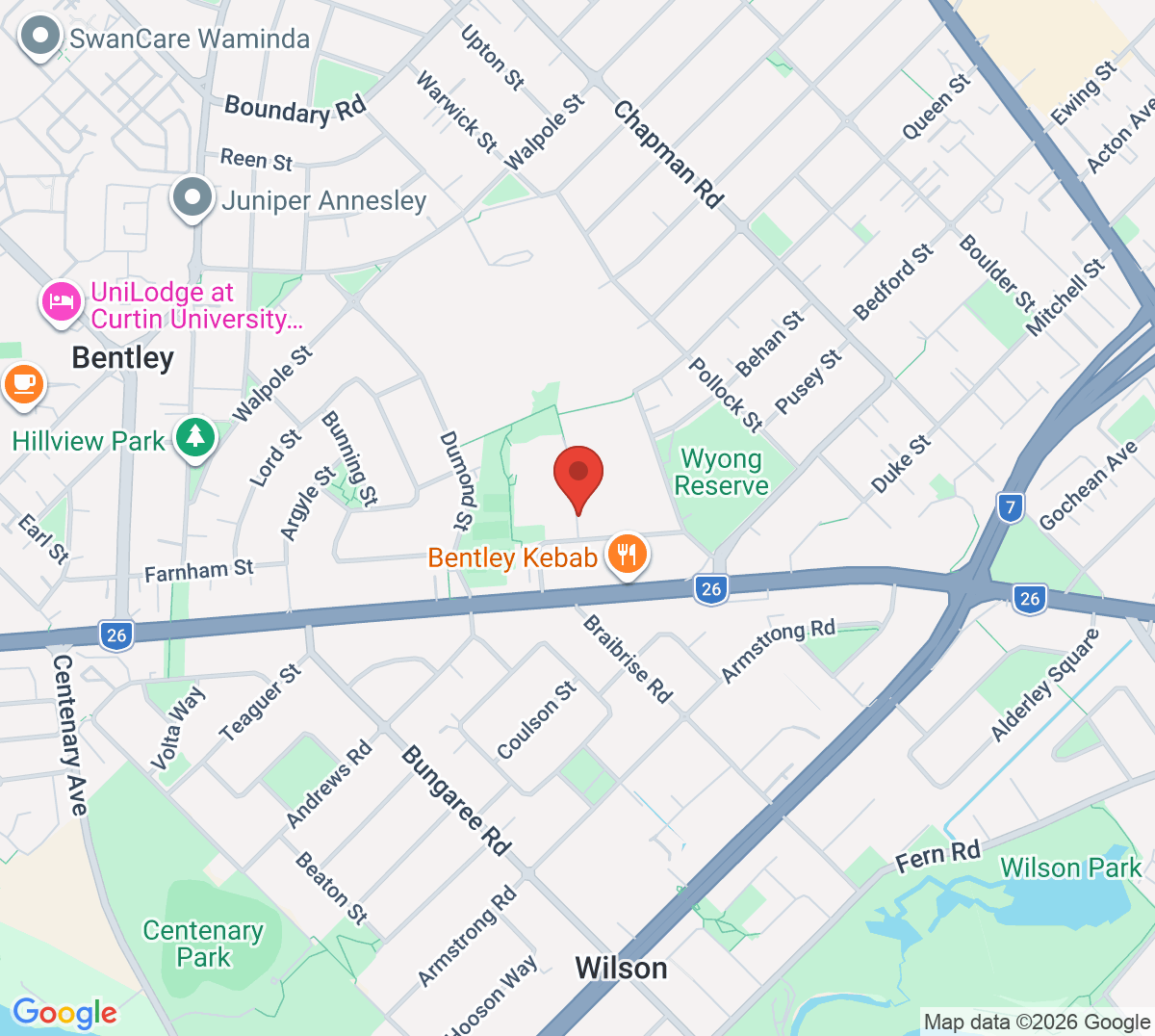 Map of Canning Lawn Tennis Club