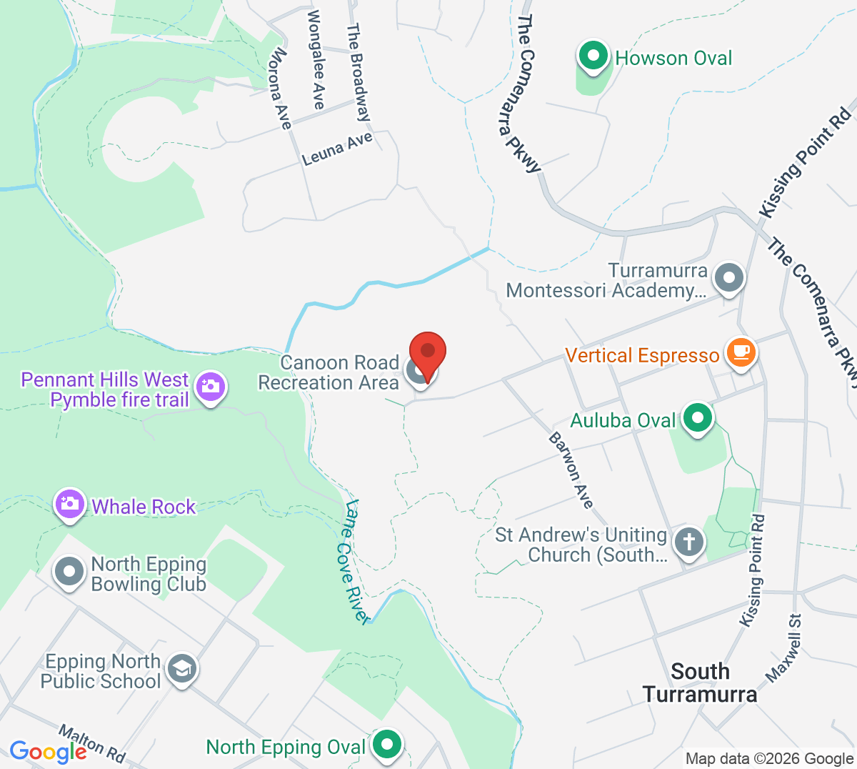 Map of Canoon Road Tennis Courts