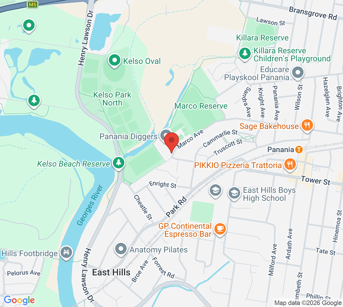 Map of Canterbury Bankstown Tennis Association
