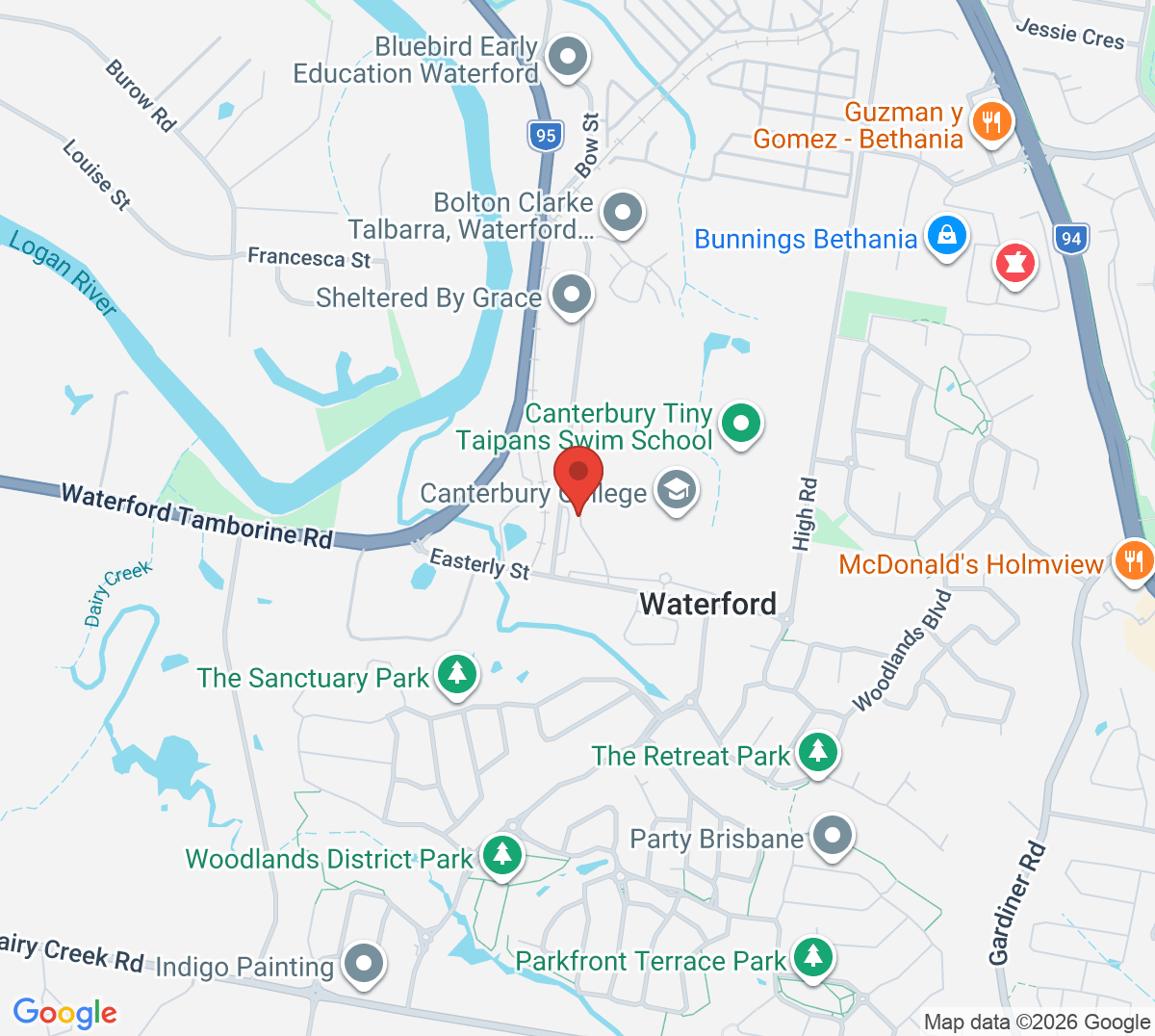 Map of Canterbury College Tennis Centre