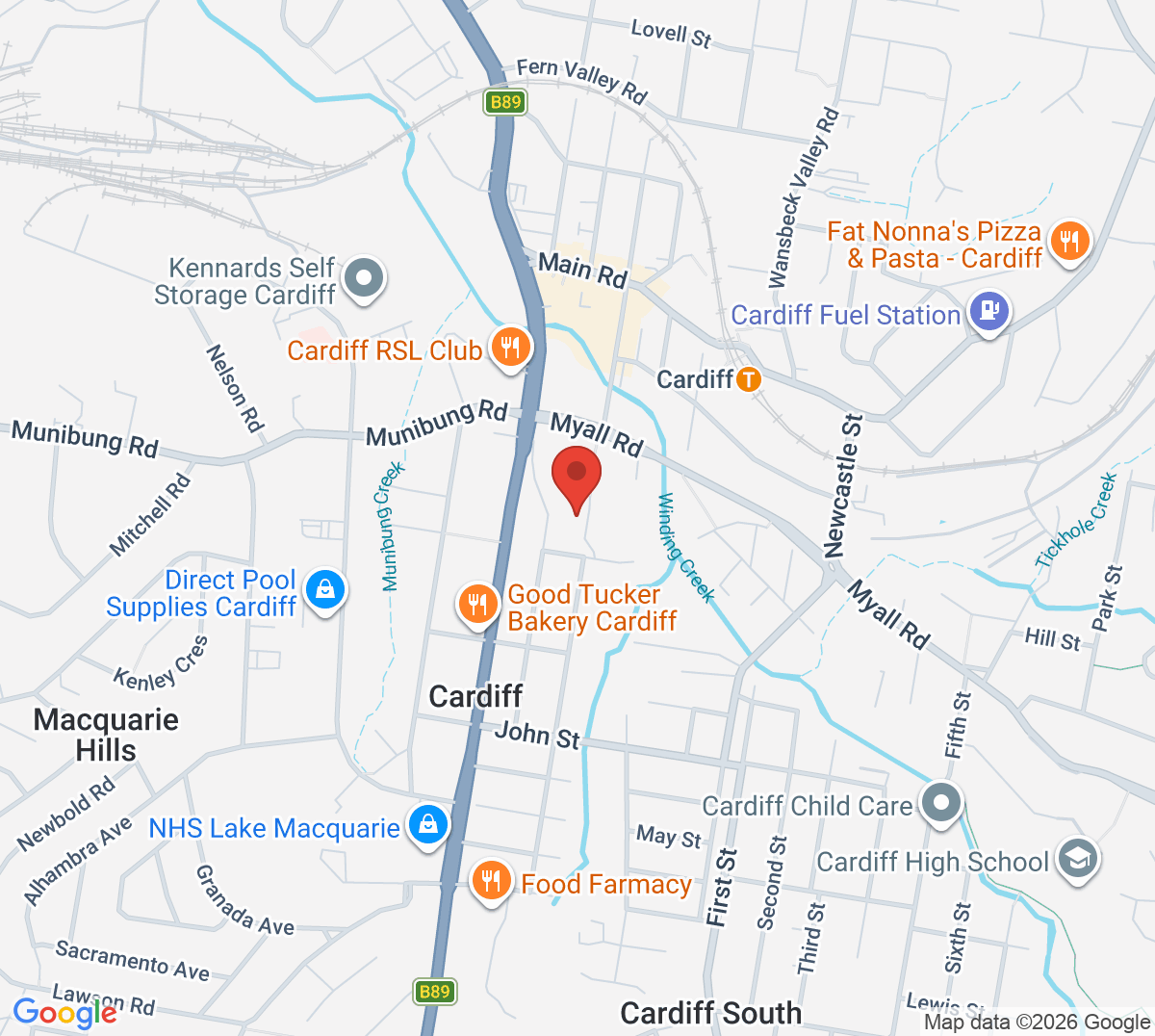 Map of Cardiff Park Tennis Court