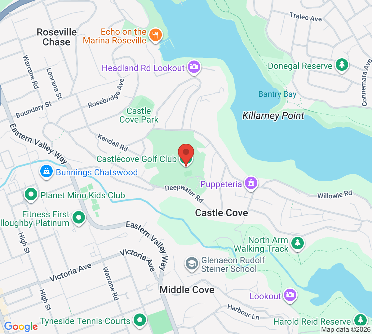 Map of Castle Cove Country Club