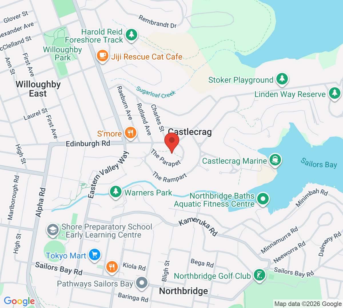 Map of Castlecrag Tennis Club