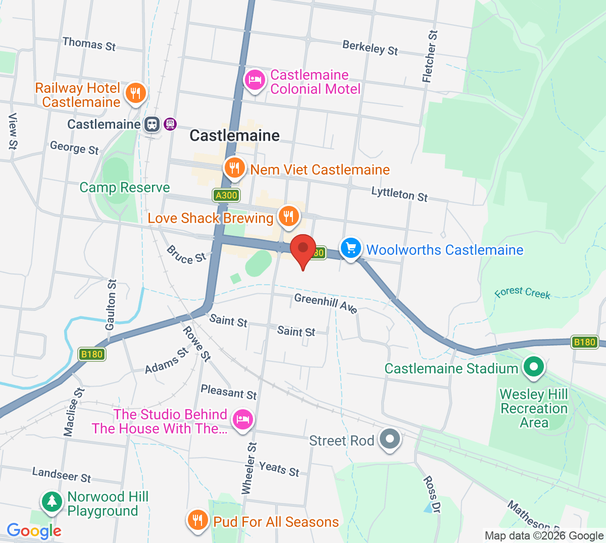 Map of Castlemaine Tennis Club