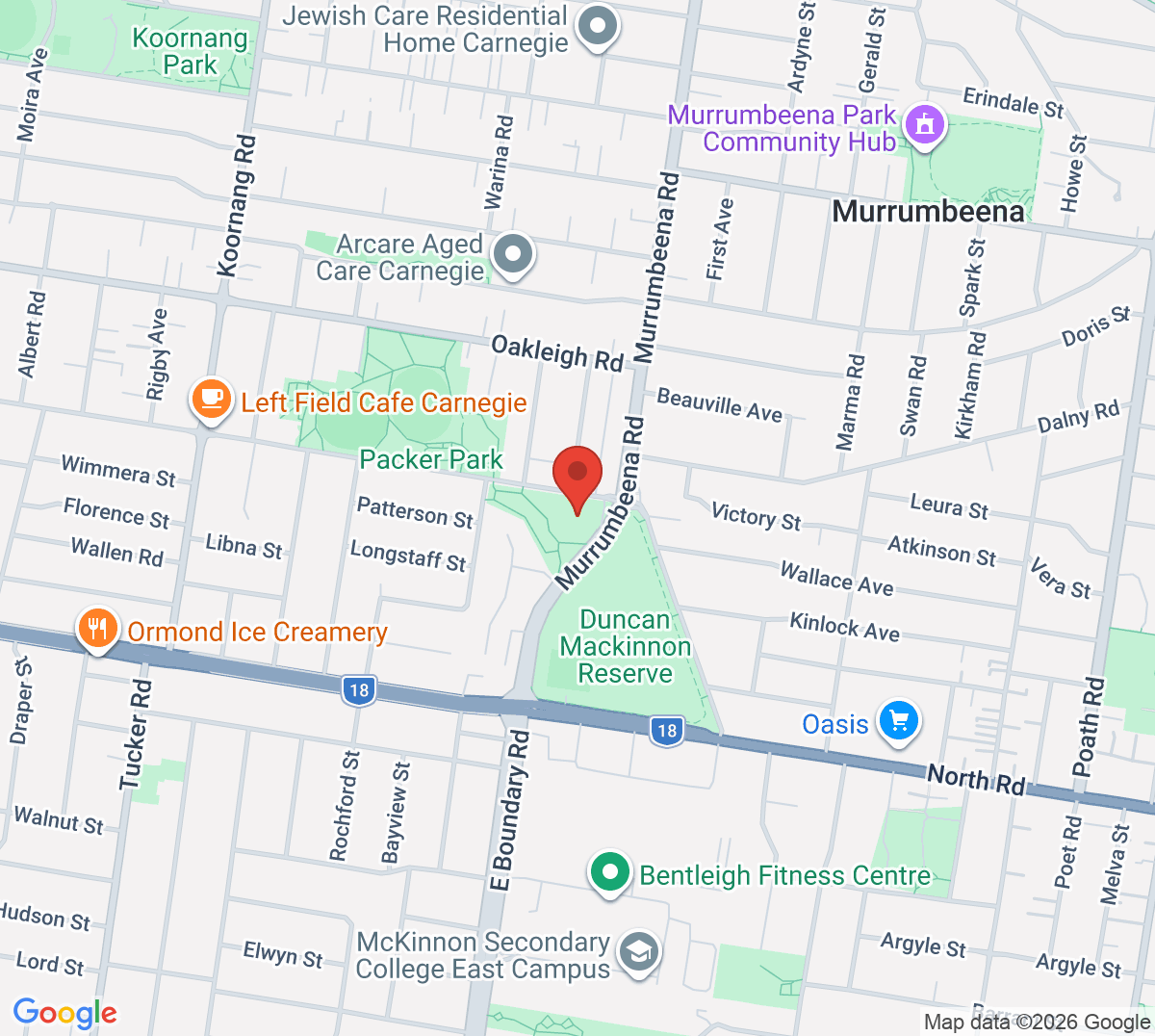 Map of Caulfield Recreation Tennis Club