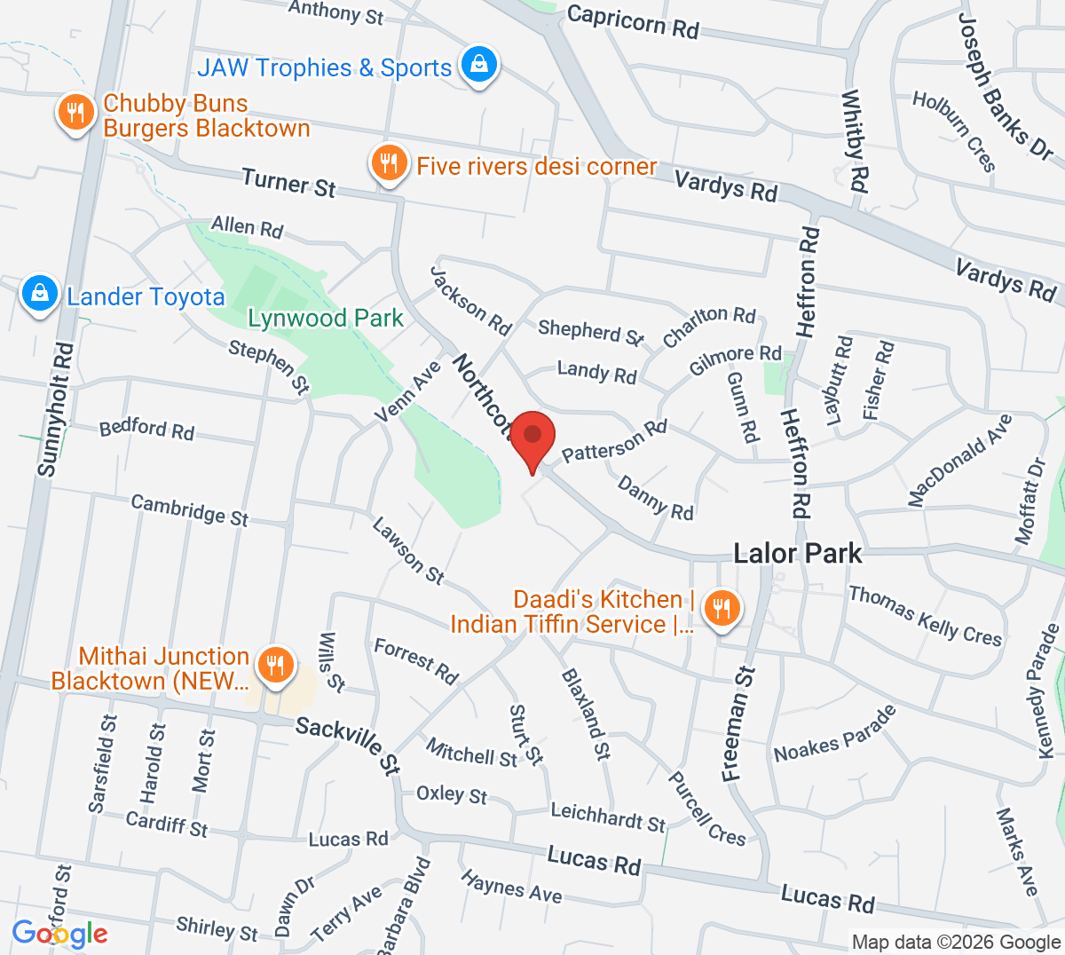 Map of Cavanagh Reserve Tennis
