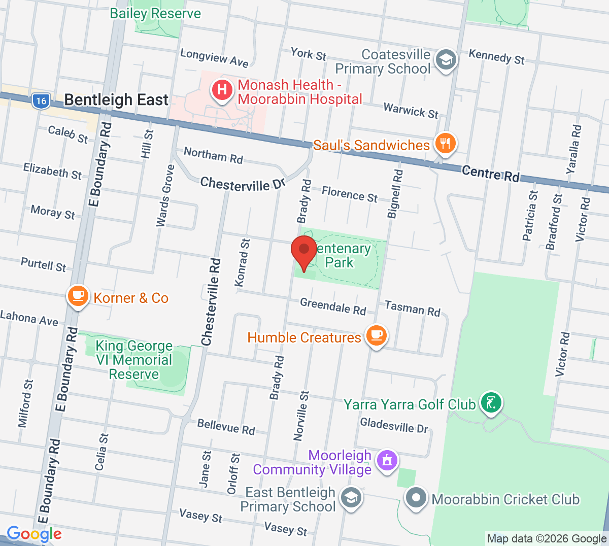 Map of Centenary Park Tennis Club