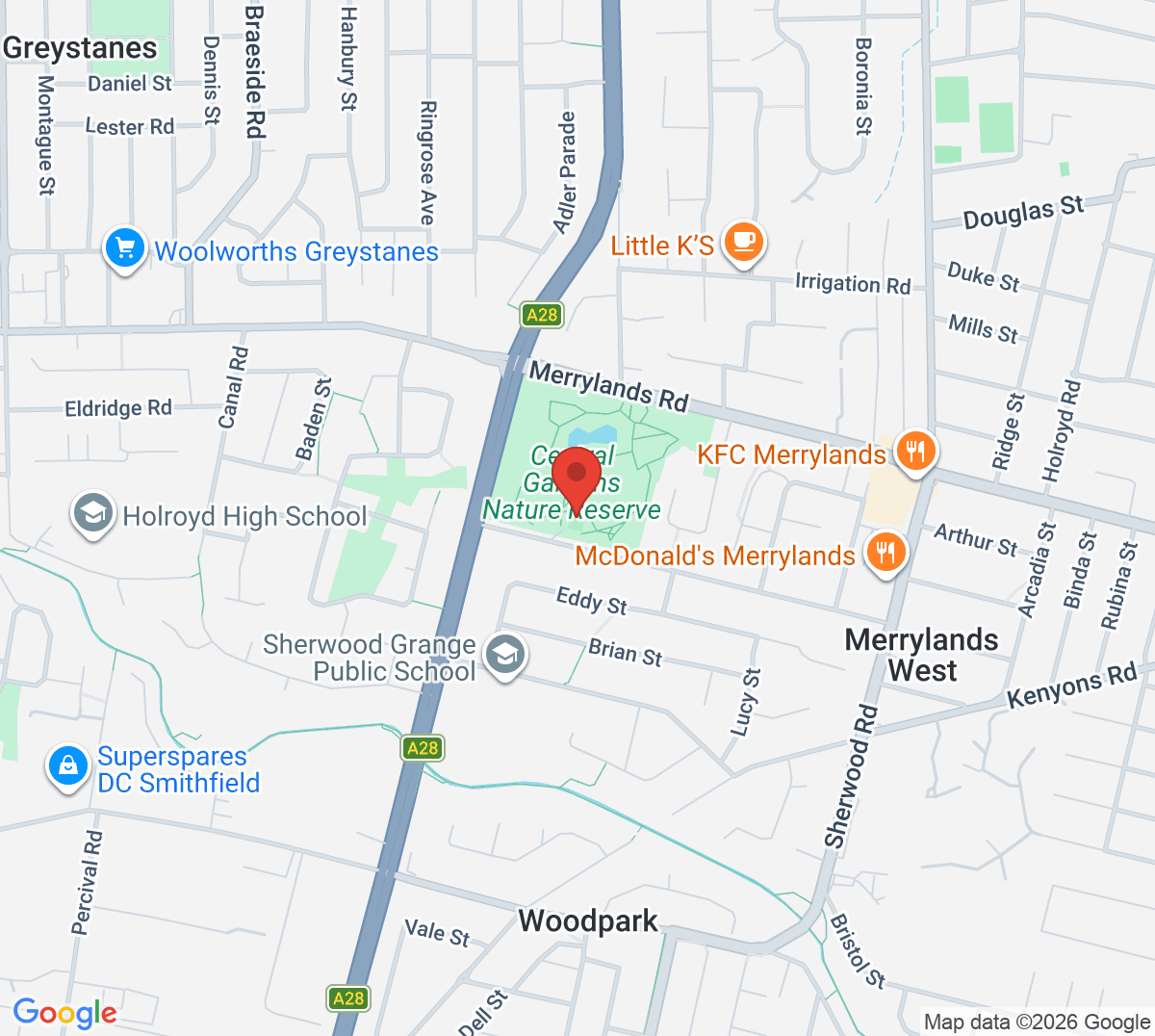 Map of Central Gardens Tennis Courts