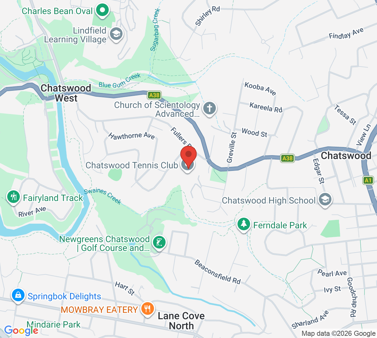 Map of Chatswood Tennis Club