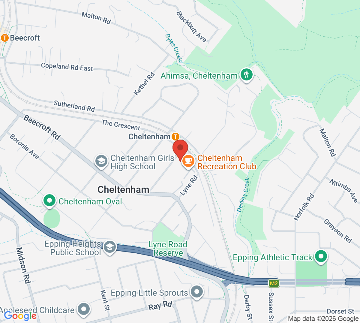 Map of Cheltenham Recreation Club