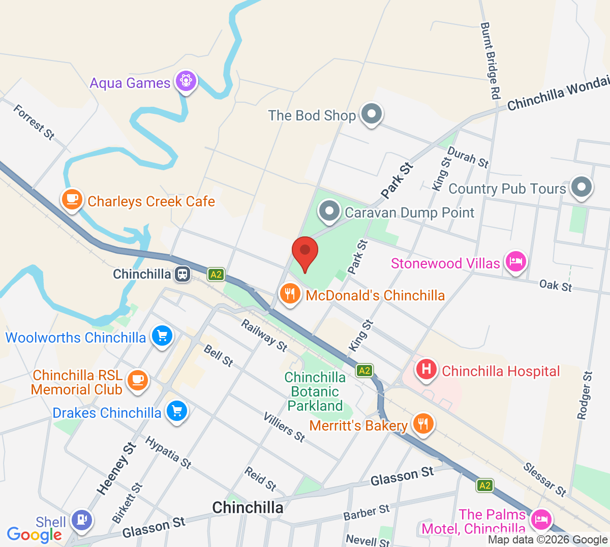 Map of Chinchilla Tennis Association