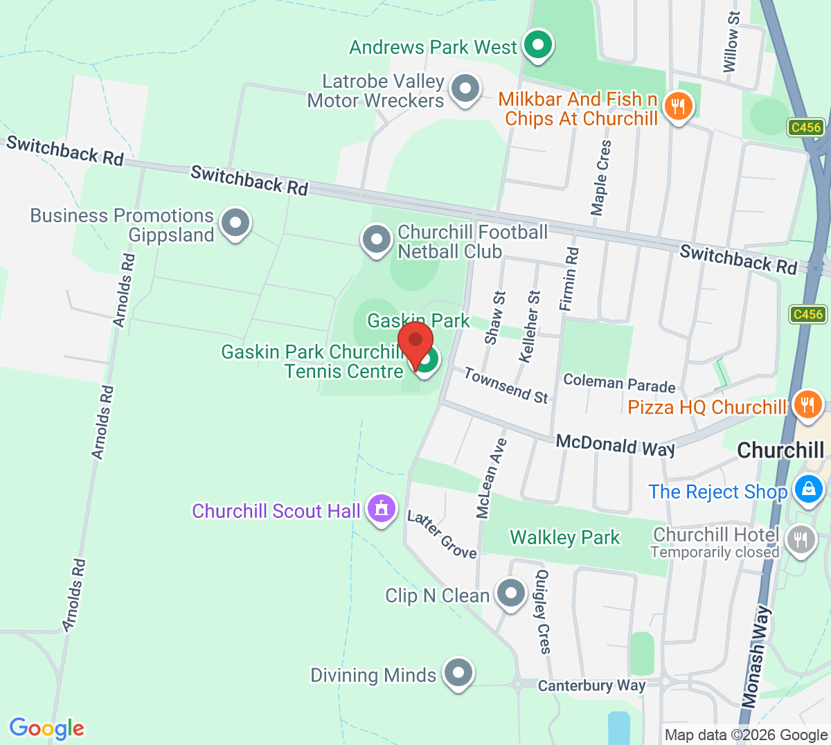Map of Churchill Tennis Club