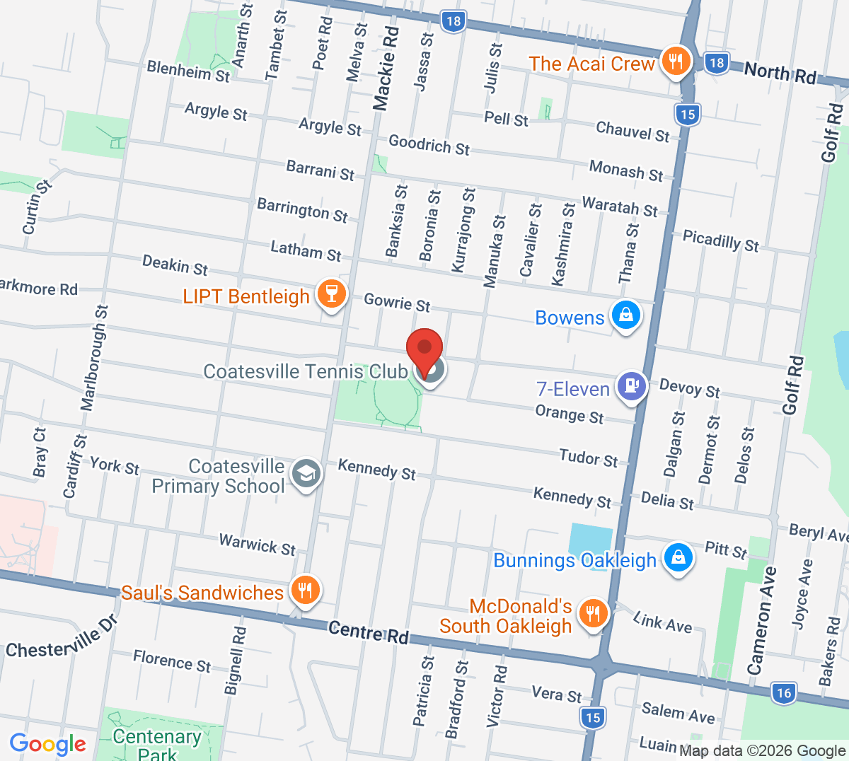 Map of Coatesville Tennis Club