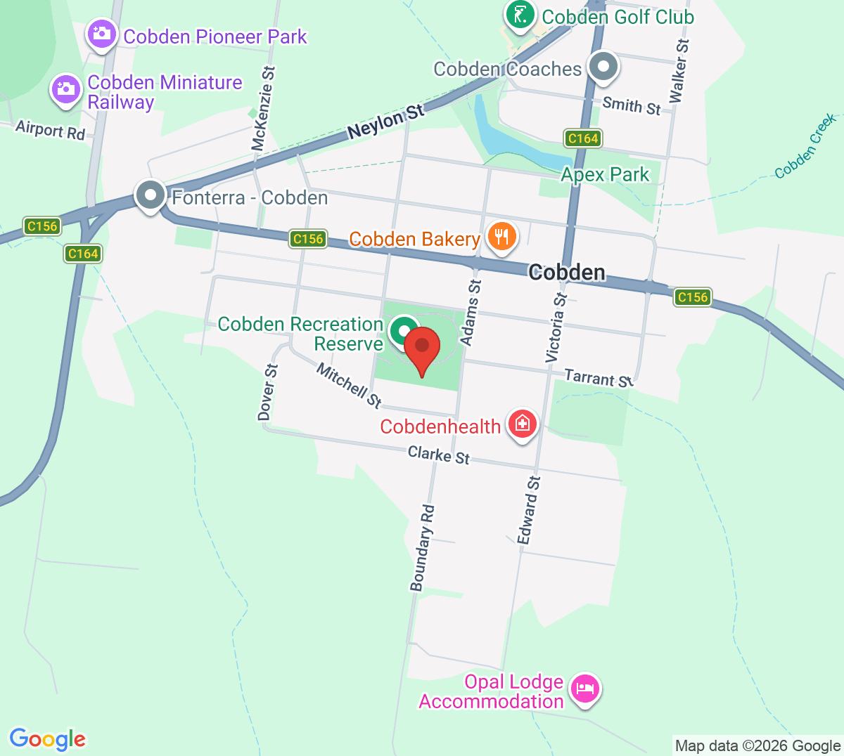 Map of Cobden & District Tennis Association