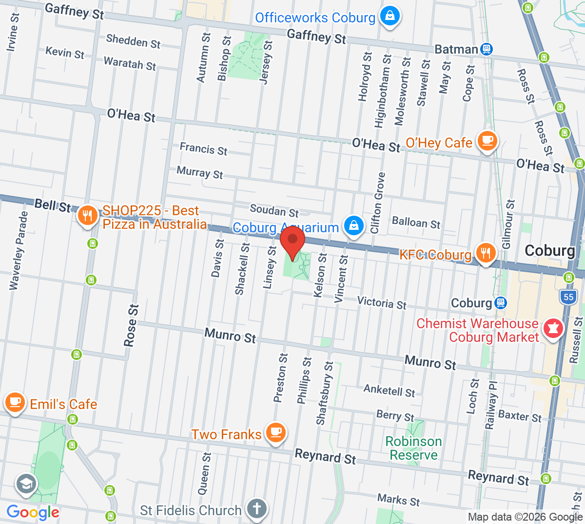 Map of Coburg Tennis Club