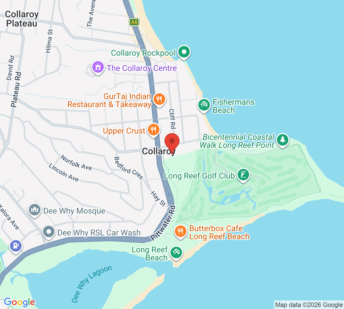 Map of Collaroy Tennis Club