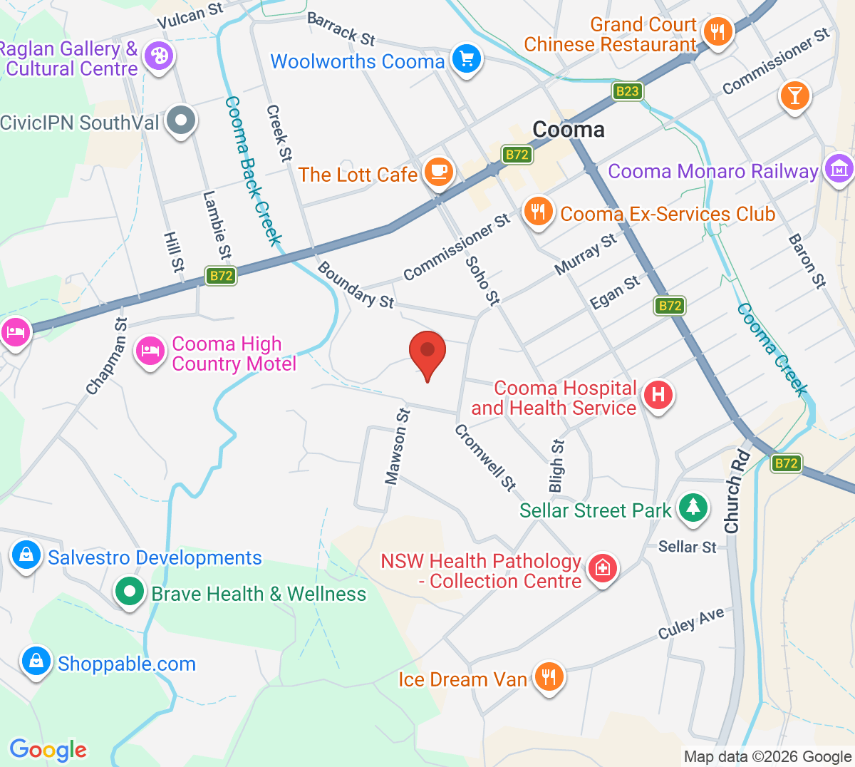 Map of Cooma Royal Tennis Club