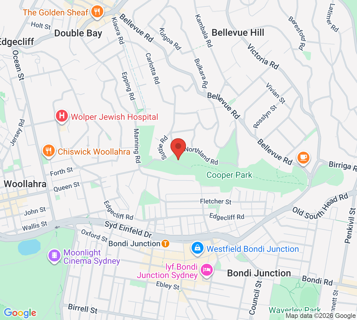 Map of Cooper Park Tennis