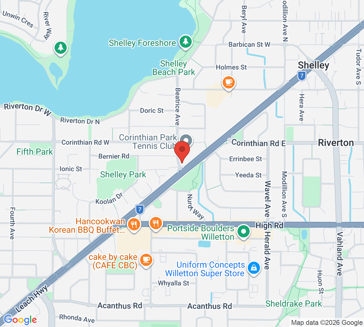 Map of Corinthian Park Tennis Club