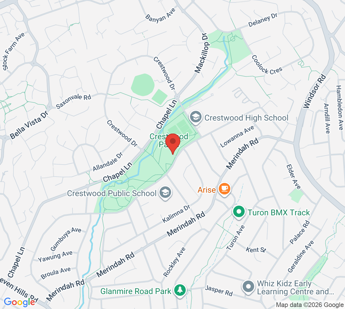 Map of Crestwood Tennis Courts