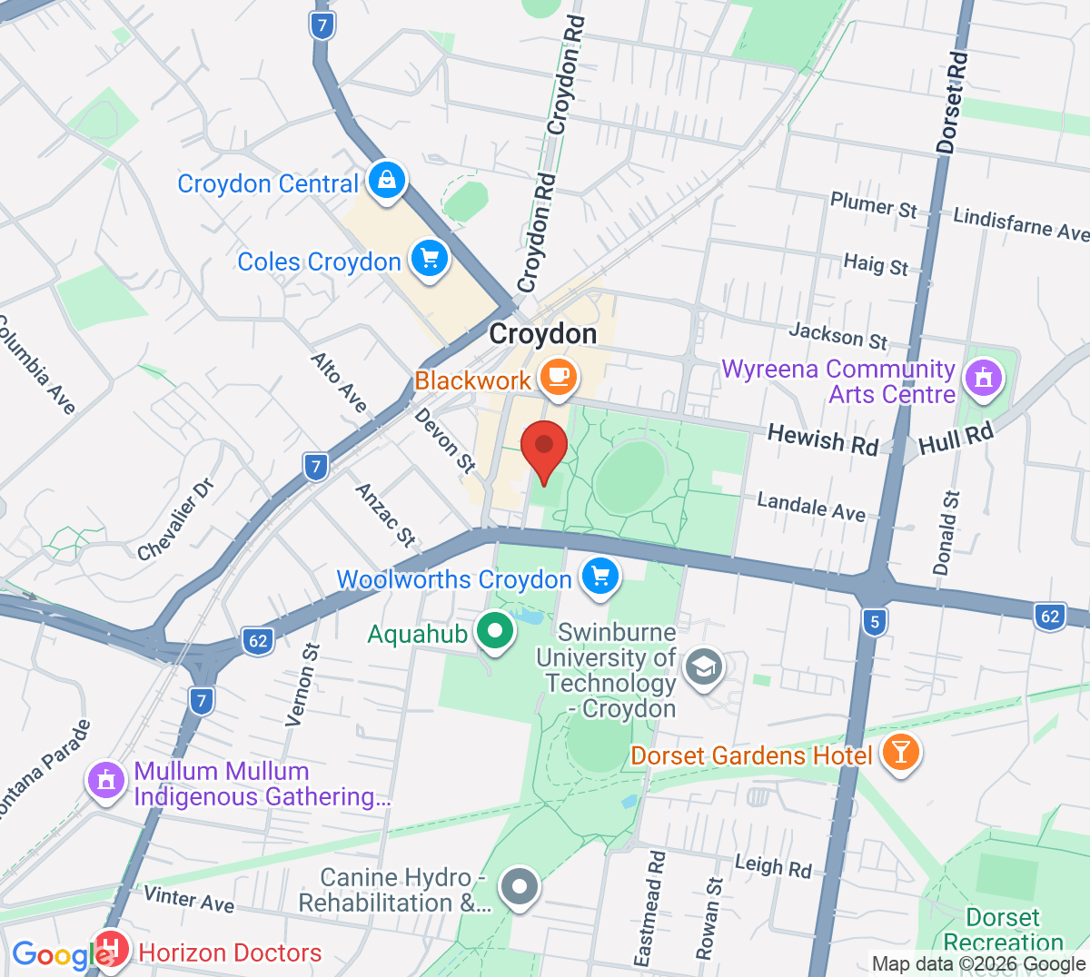 Map of Croydon Tennis Club