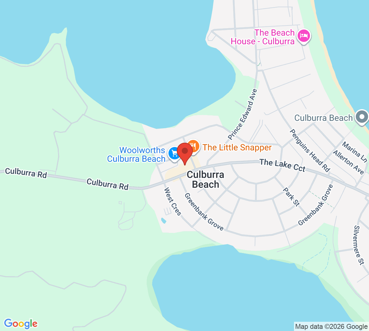 Map of Culburra Beach Tennis Courts