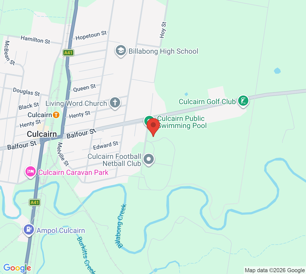 Map of Culcairn Town Tennis Club