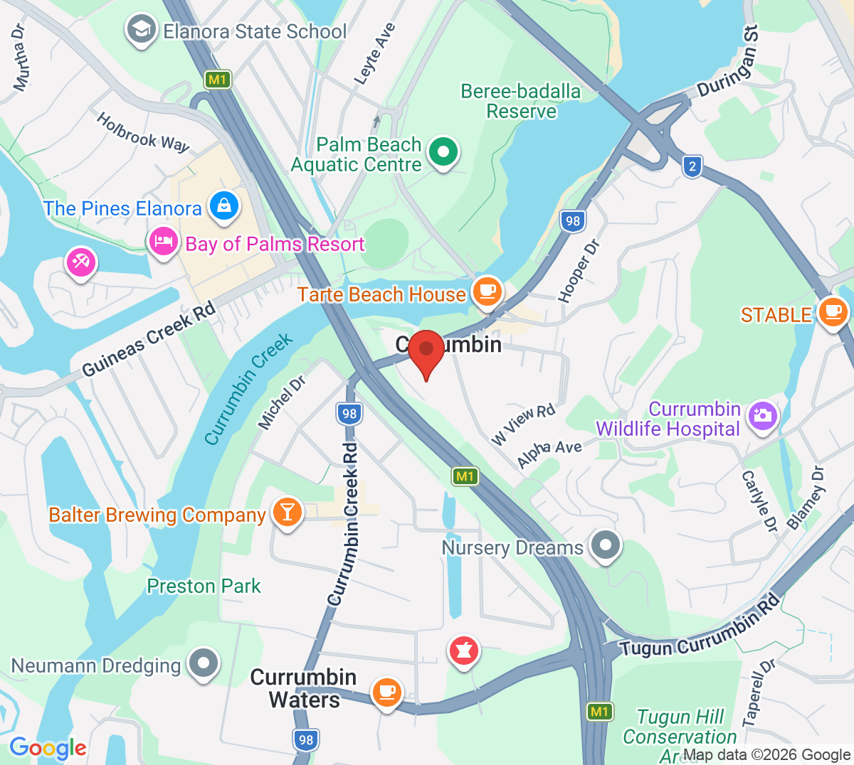Map of Currumbin Tennis Club