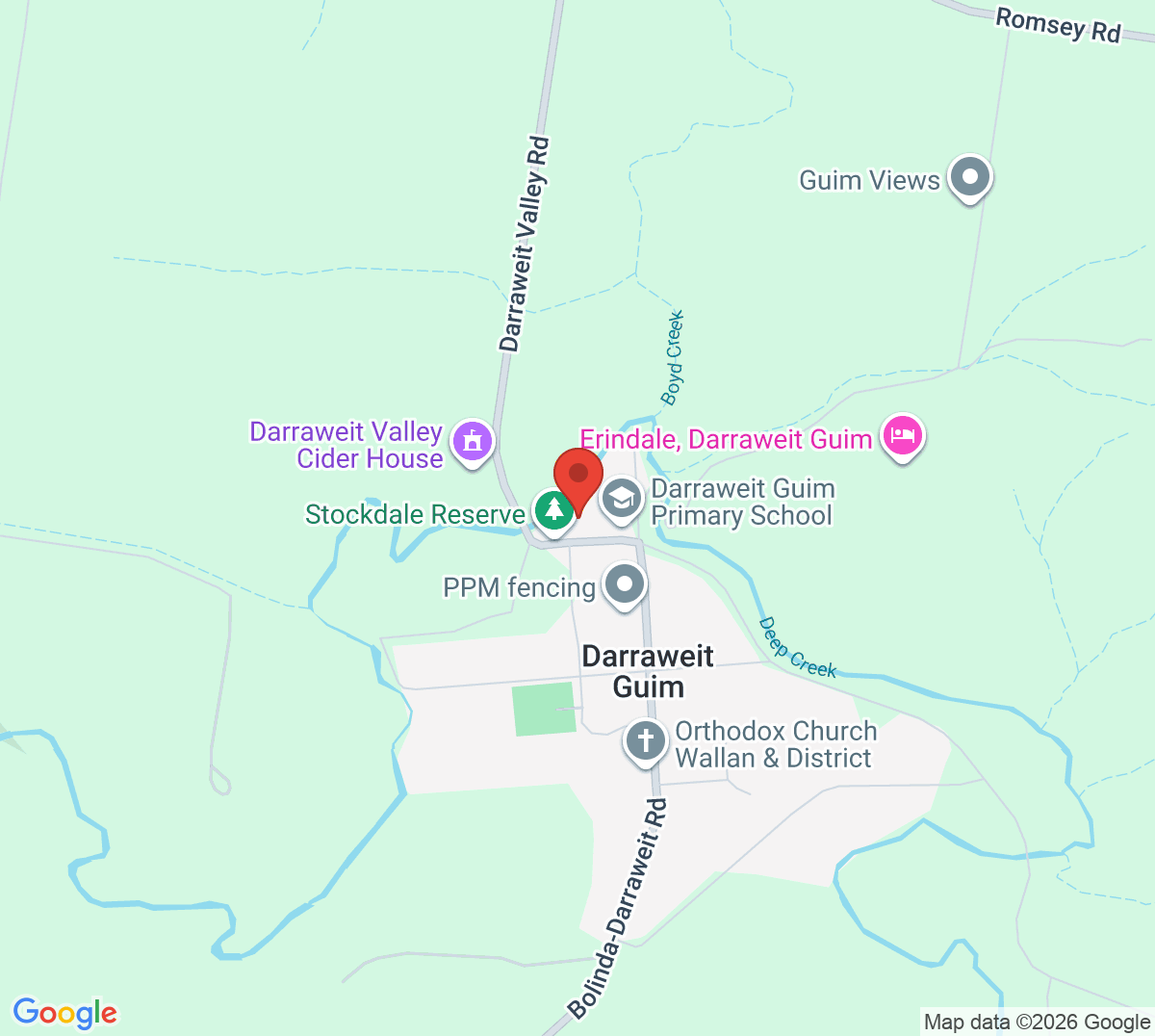 Map of Darraweit Guim Tennis Club