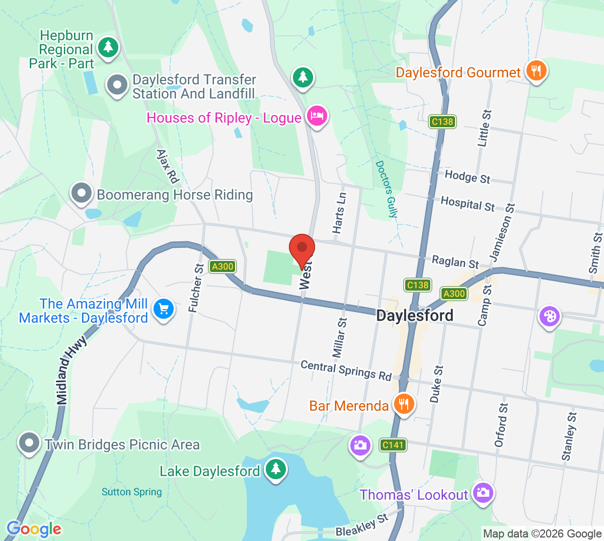 Map of Daylesford Lawn Tennis Club