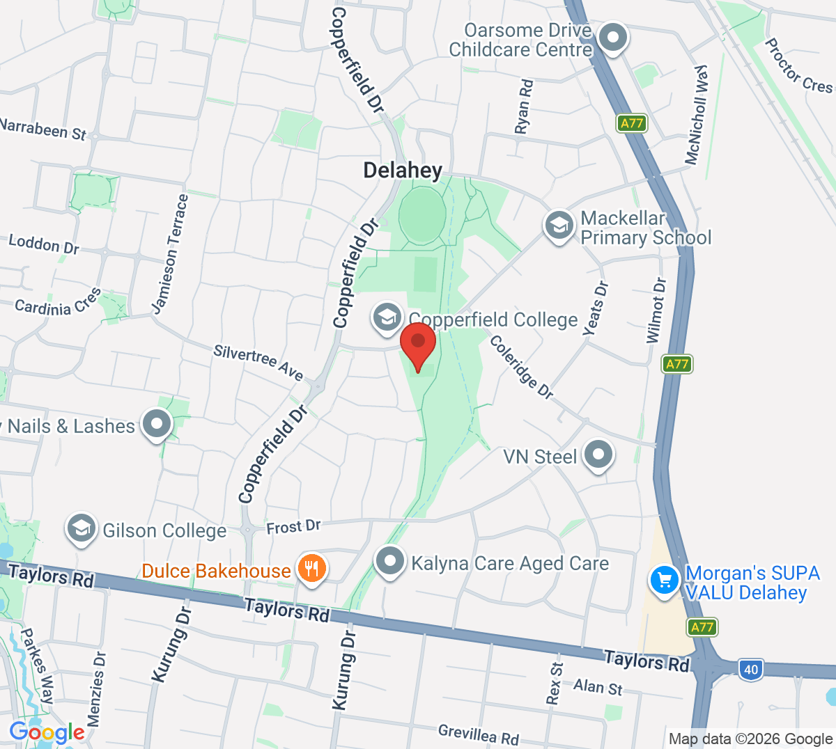 Map of Delahey Tennis Club