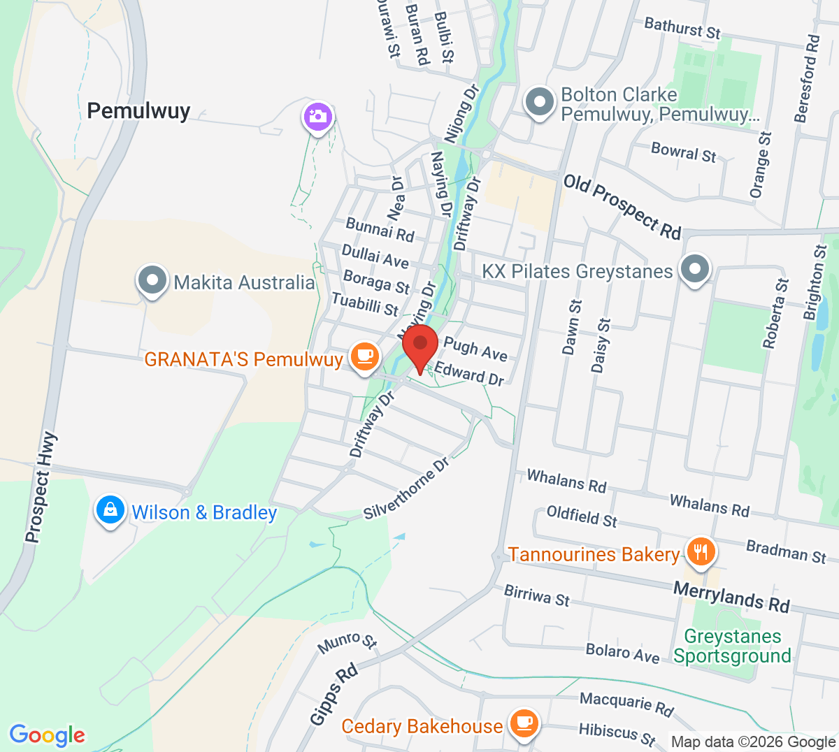 Map of Dirrabarri Tennis Courts