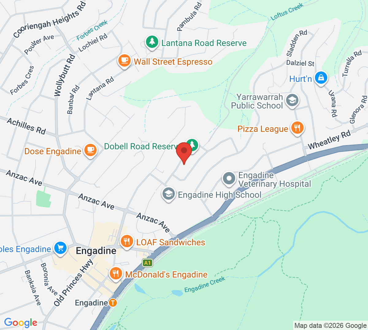 Map of Dobell Rd Tennis Courts
