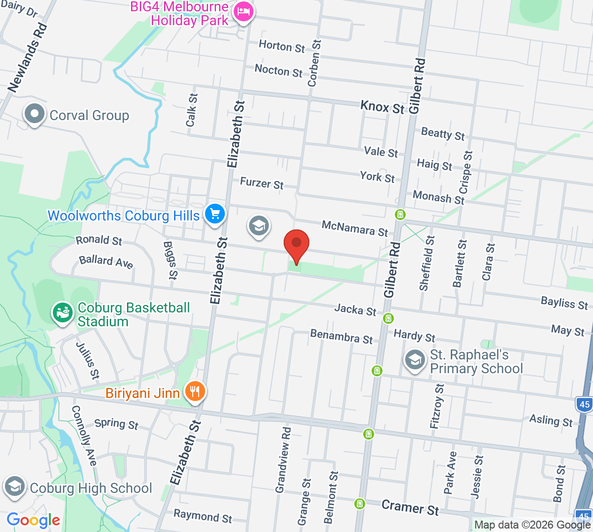 Map of Dunstan Park Tennis Club (West Preston)