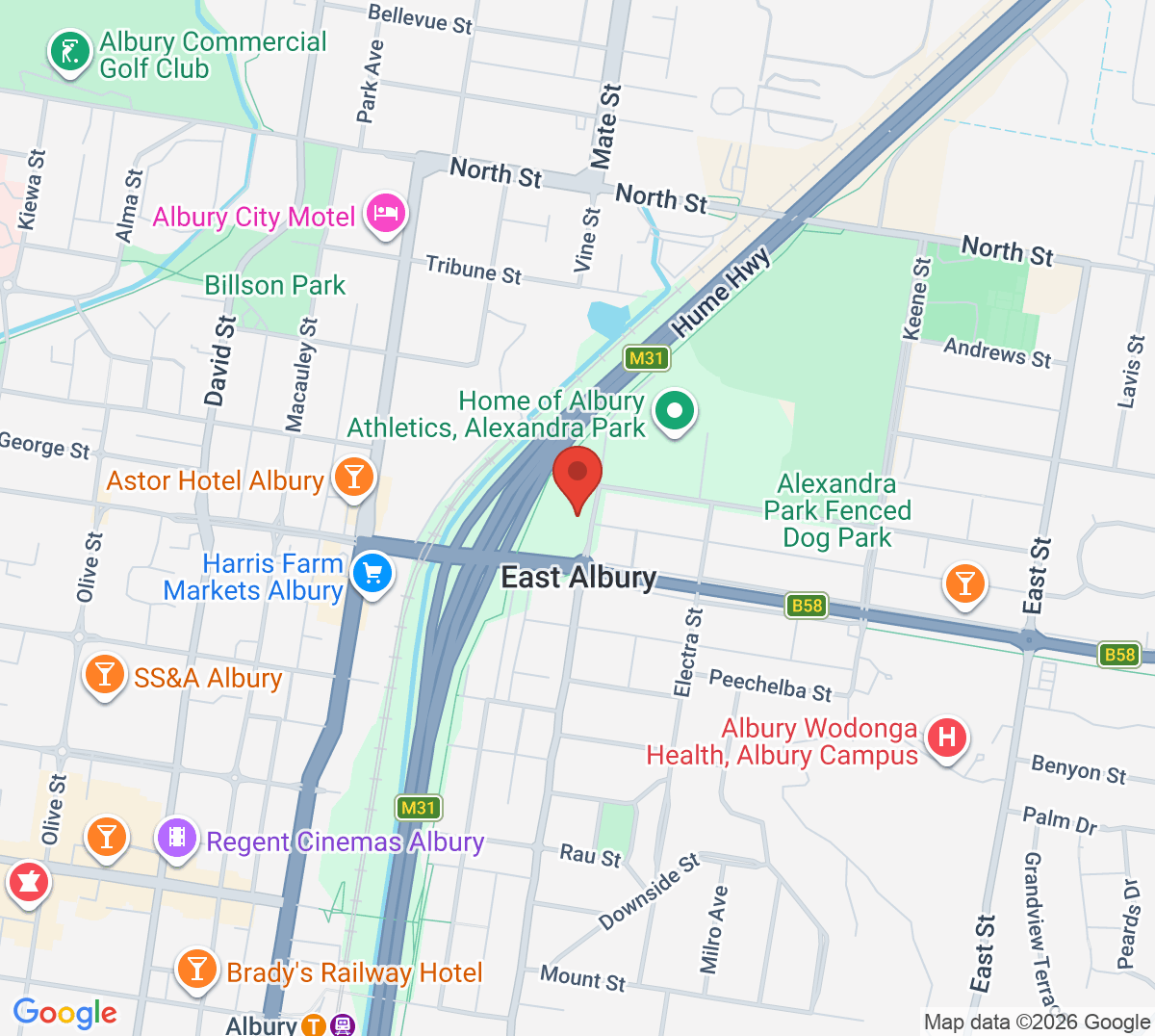 Map of East Albury Tennis Club