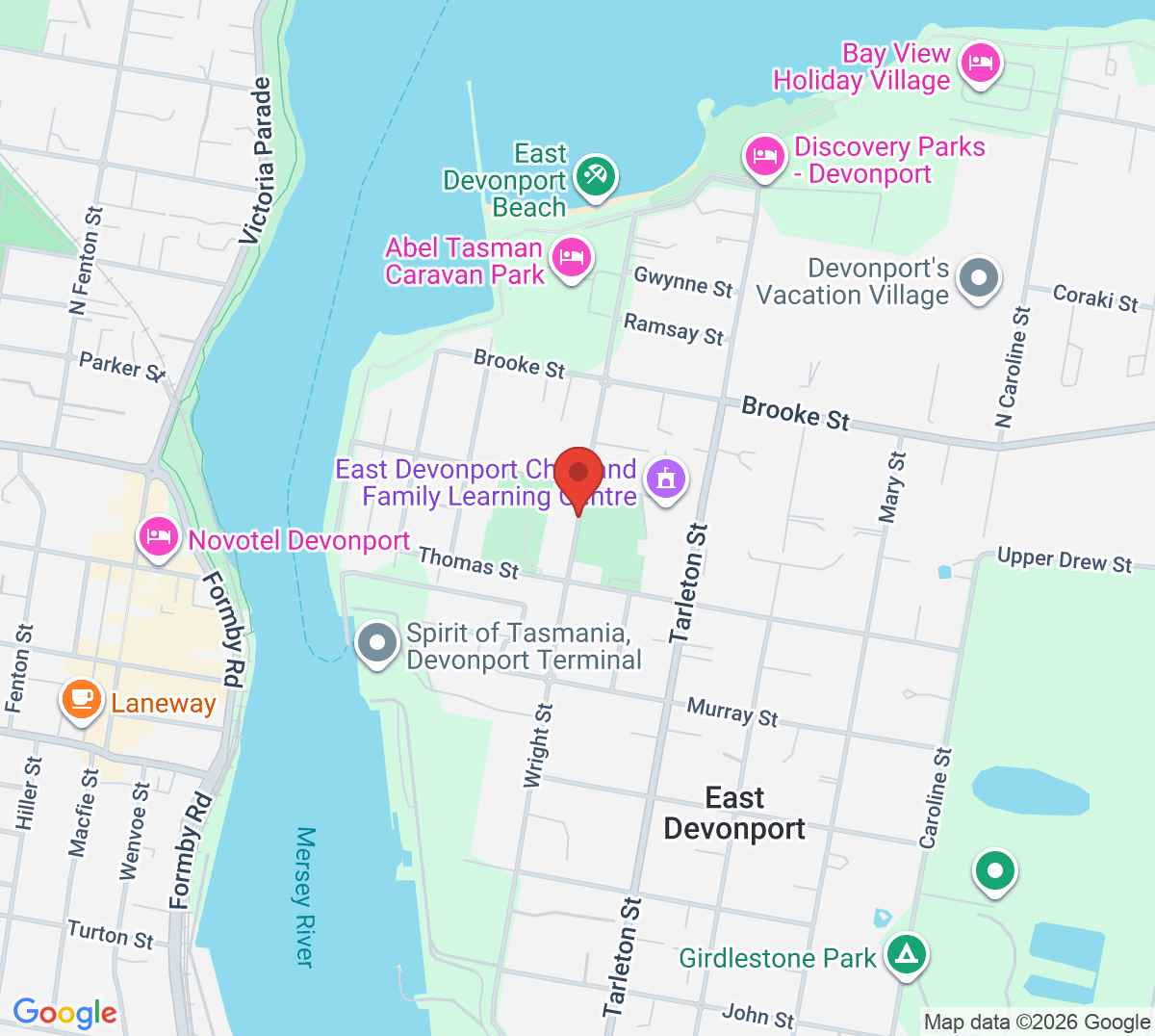 Map of East Devonport Tennis Club