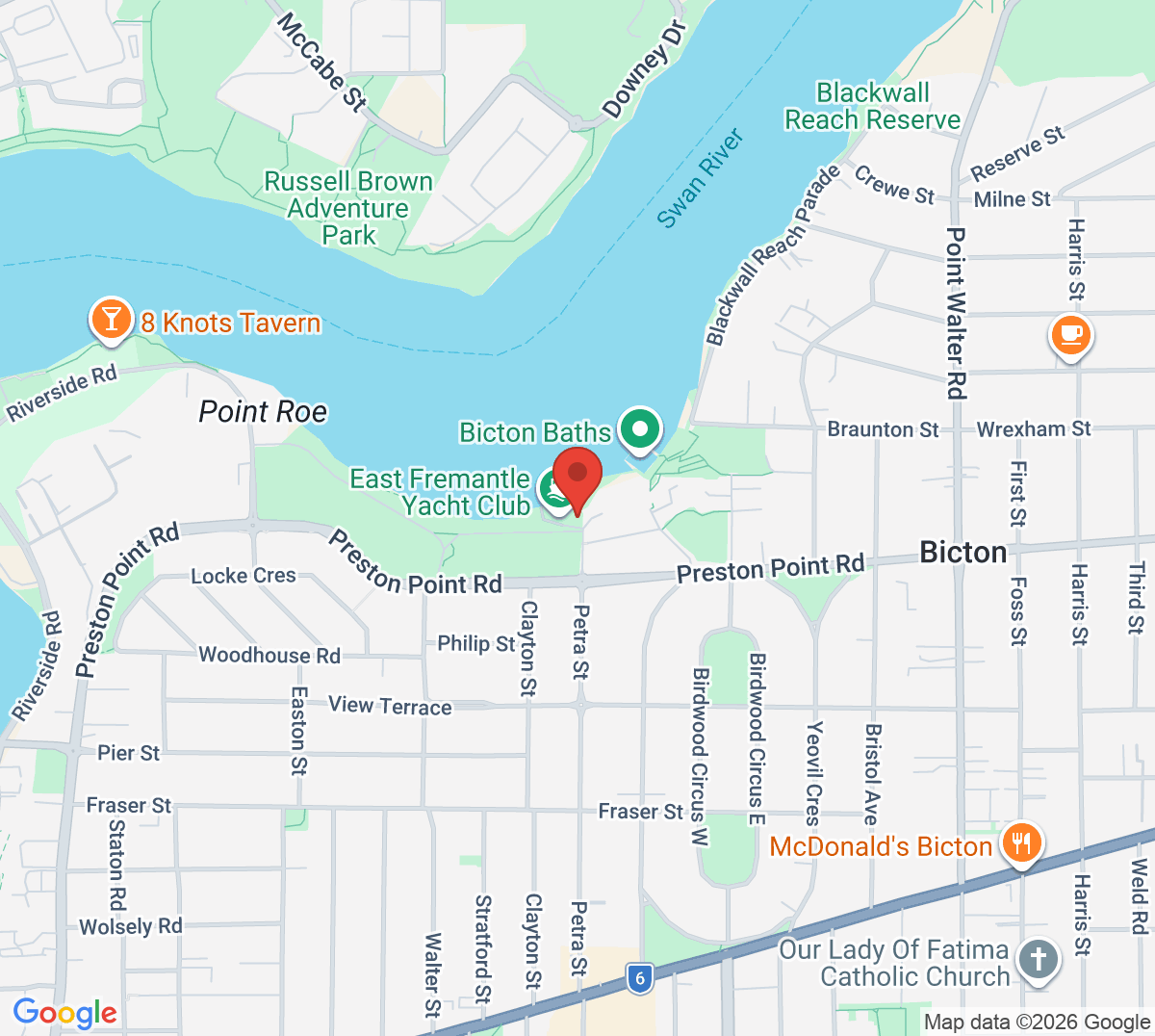 Map of East Fremantle Tennis Club