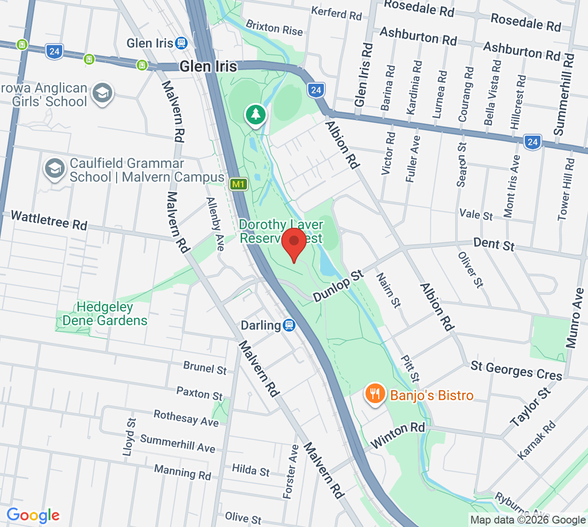 Map of East Malvern Tennis Club
