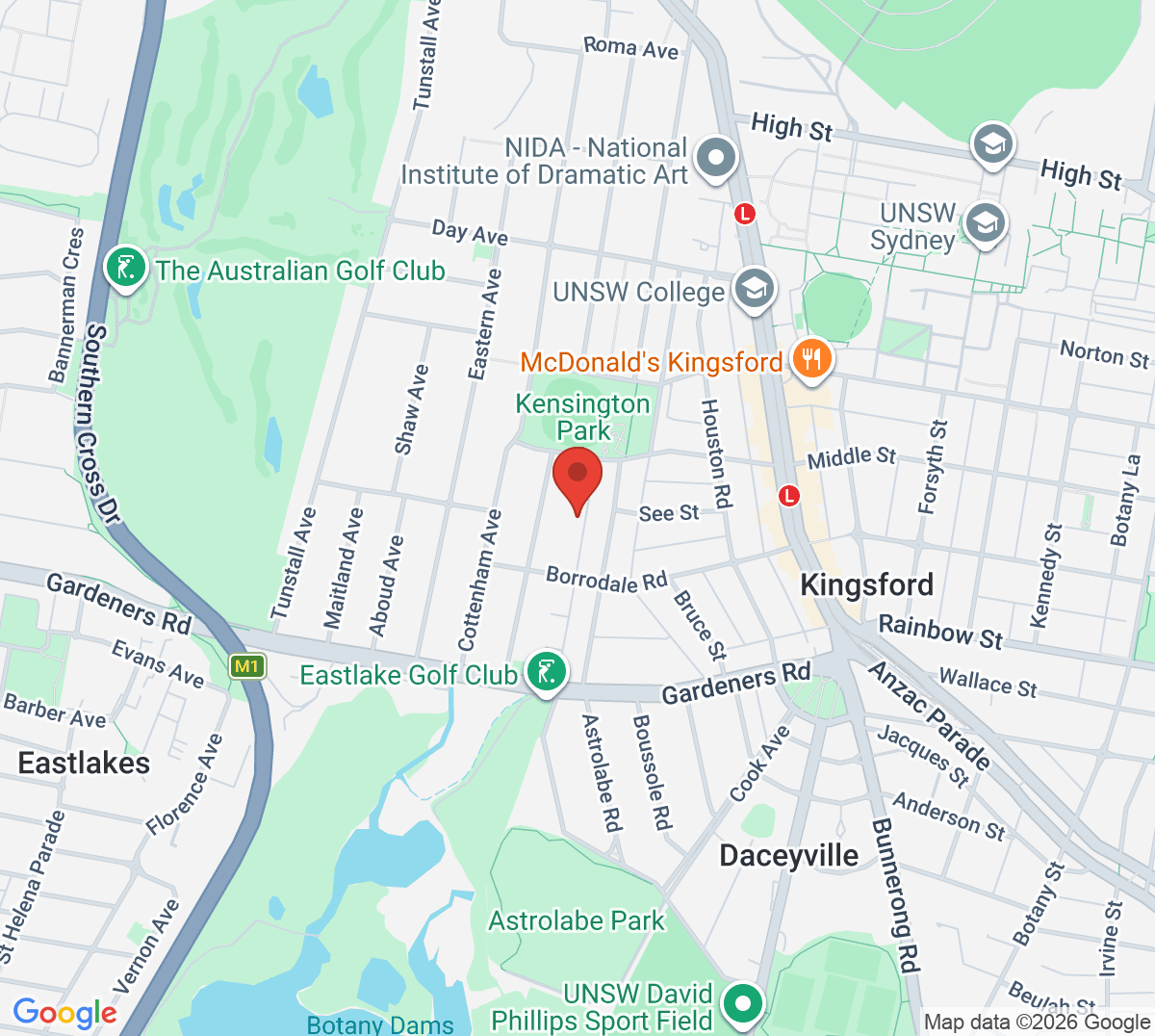 Map of Eastside Tennis Centre