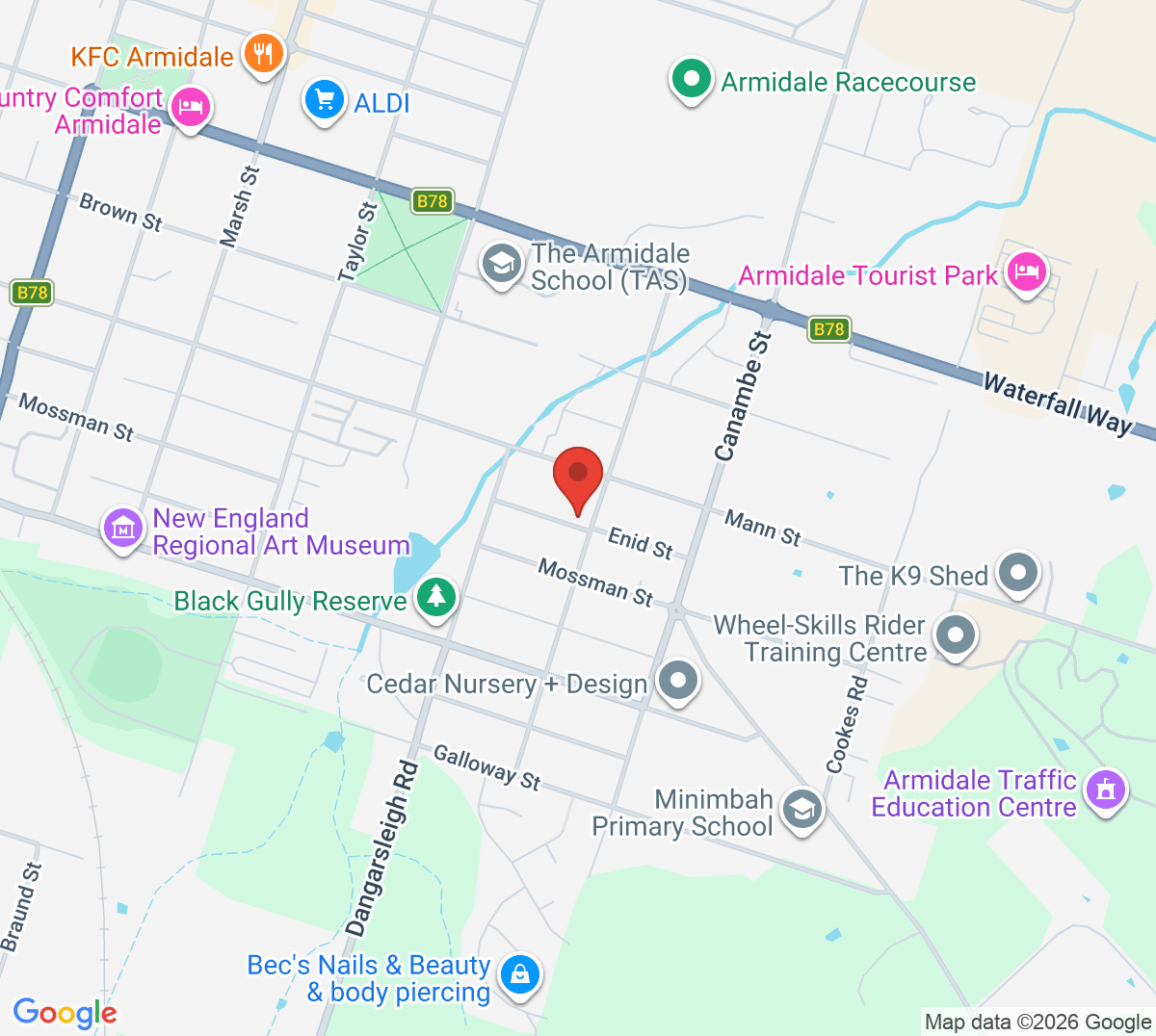 Map of Eastwood Tennis Courts