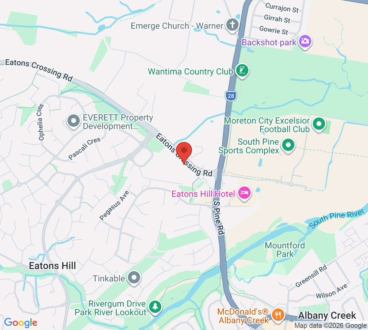 Map of Eatons Hill State School Tennis Centre